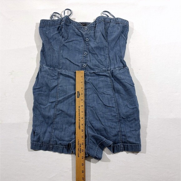 Abercrombie & Fitch Romper Blue Denim Lyocell Button Sleeveless Strap Y2K Sz XL - Picture 6 of 13